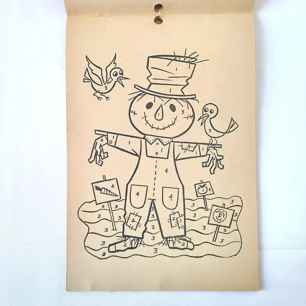 Vintage 1960s Childrens Color By The Numbers Coloring Activity Book Lowe Retro